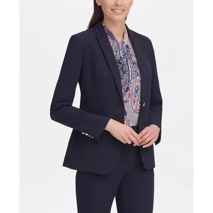 Tommy Hilfiger Women's One Button Blazer Blue Size 10