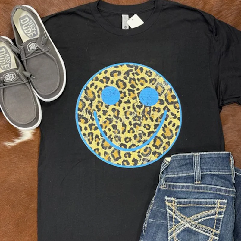 Black Cheetah Smiley Tee