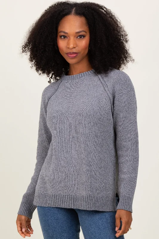 Heather Grey Raglan Knit Sweater