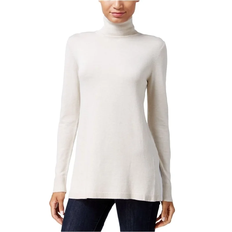 Kensie Womens Pleated-Back Pullover Sweater, Beige, Small