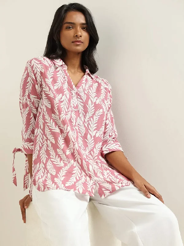 LOV Pink Printed Cotton Shirt