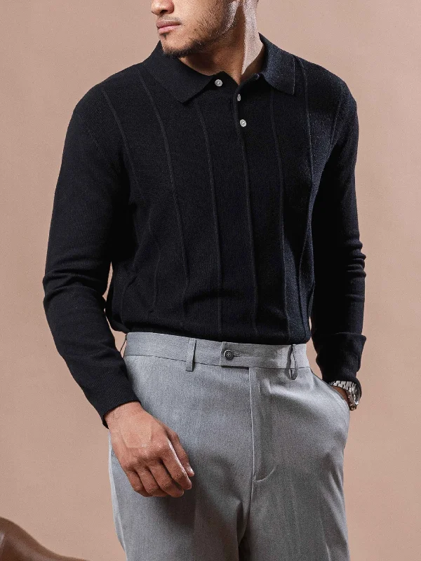 Roma Polo Knit - Black