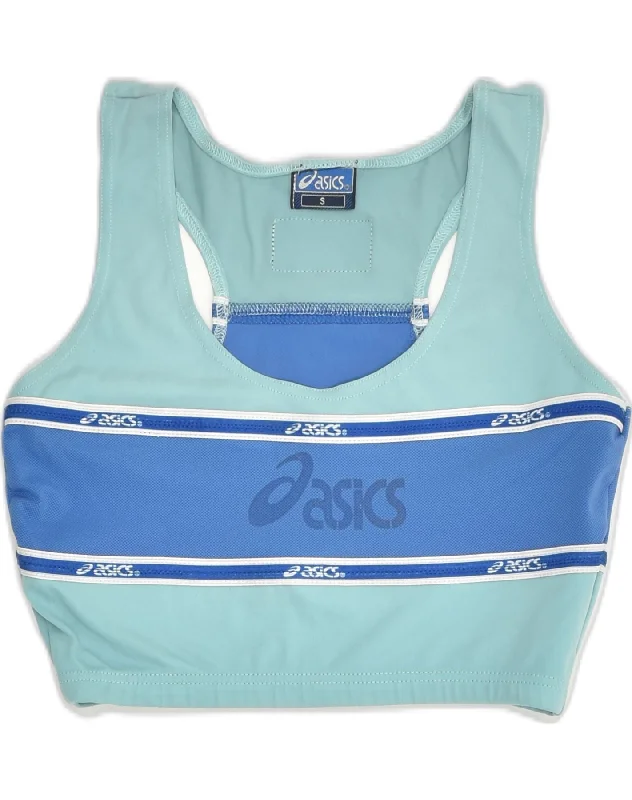 ASICS Womens Sport Bra Vest Top UK 8 Small Blue Colourblock Nylon