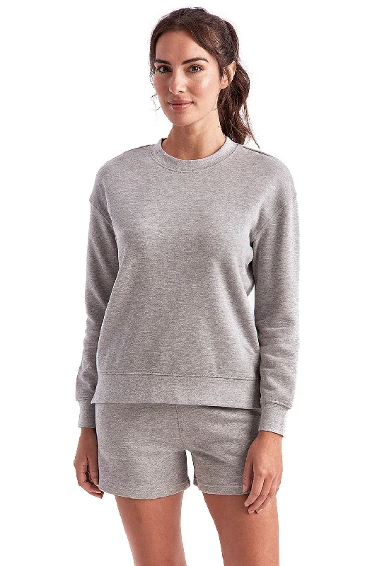 TriDri Womens Billie Side Zip Crewneck Sweatshirt - Heather Grey