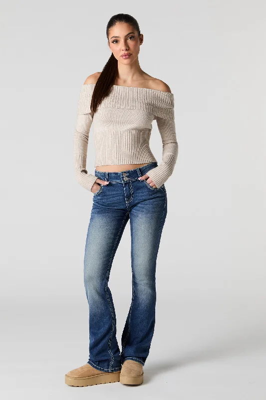 Double Buttoned Mid-Rise Bootcut Jean