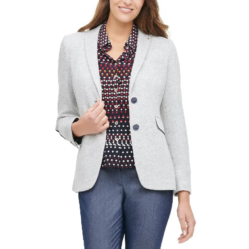 Tommy Hilfiger Women's Elbow Patch Button Cuff Blazer Grey Size 10