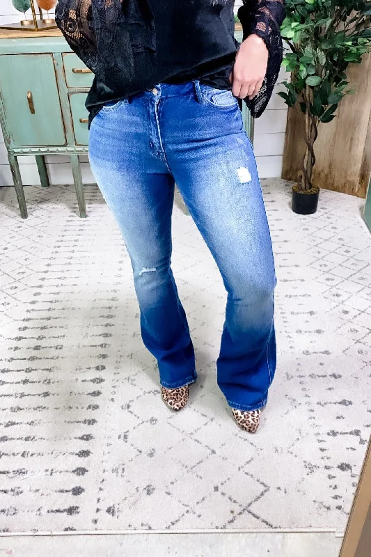 The Randy's- High Rise Distressed Flare Jeans