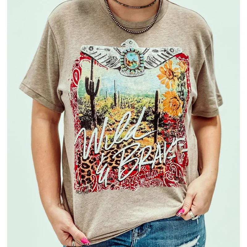 WILD & BRAVE TAN TEE