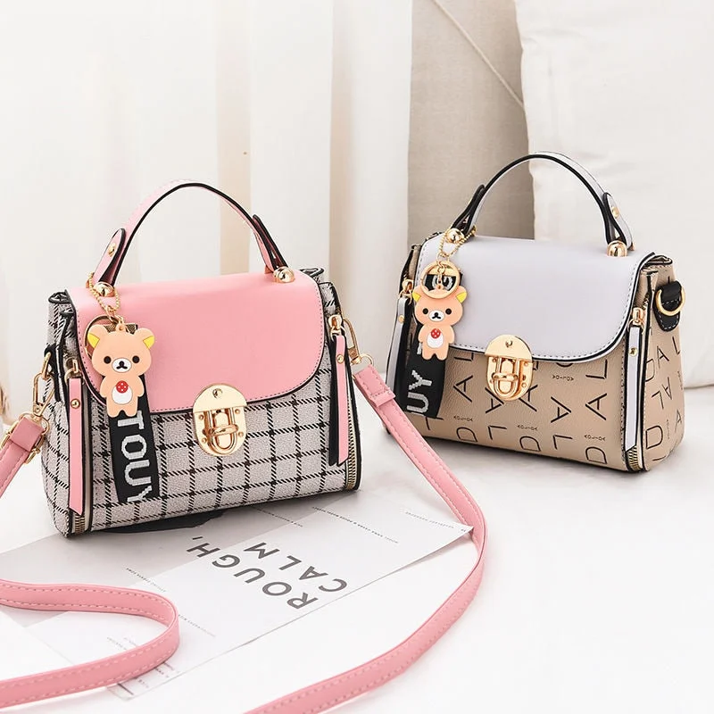 New Cute Type Ladies PU Handbag High Quality 2020 Hot Sale Small Girls Exquisite Color Matching Casual Fashion Small Square Bag