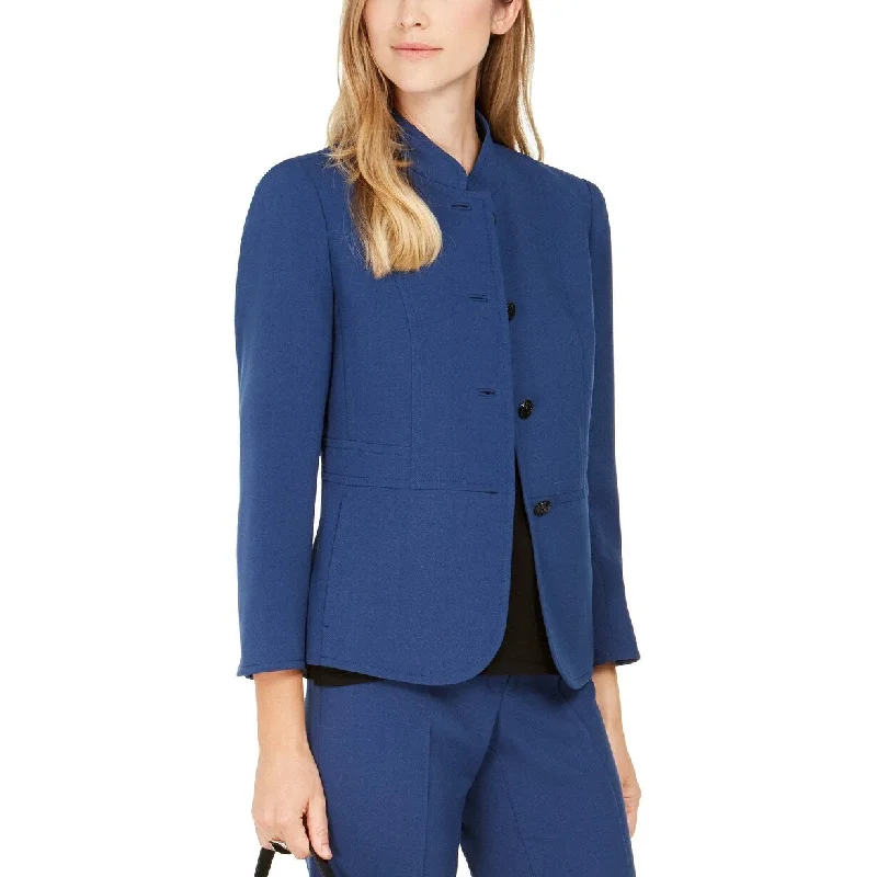 Anne Klein Women's Band-Collar Blazer Blue Size 16