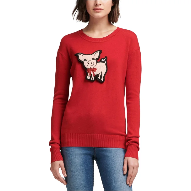 Dkny Womens Pig Patch Pullover Sweater