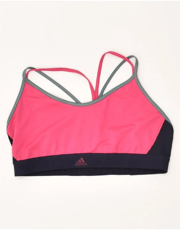 ADIDAS Womens Sport Bra Vest Top UK 16-18 Large Pink Colourblock