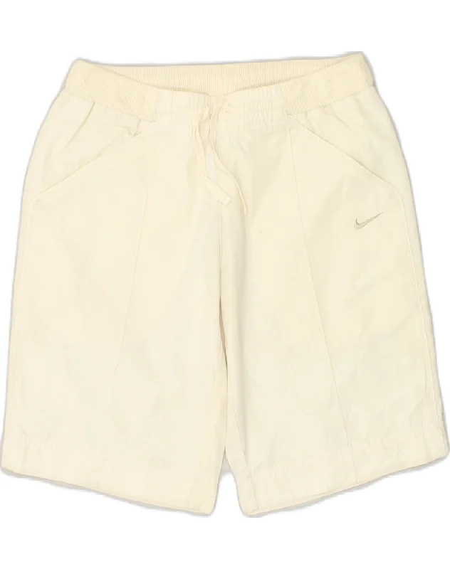 NIKE Womens Sport Shorts UK 8-10 Small Off White