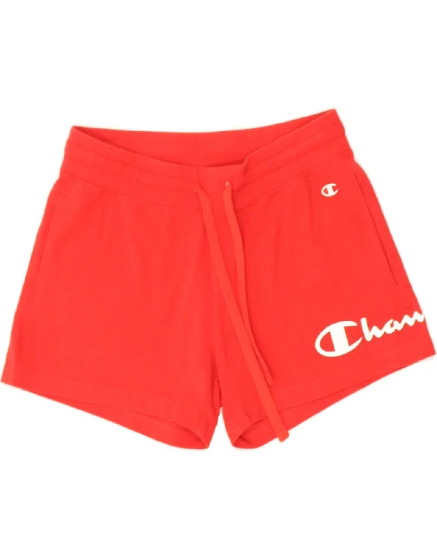 CHAMPION Womens Graphic Sport Shorts UK 6 XS Red Cotton