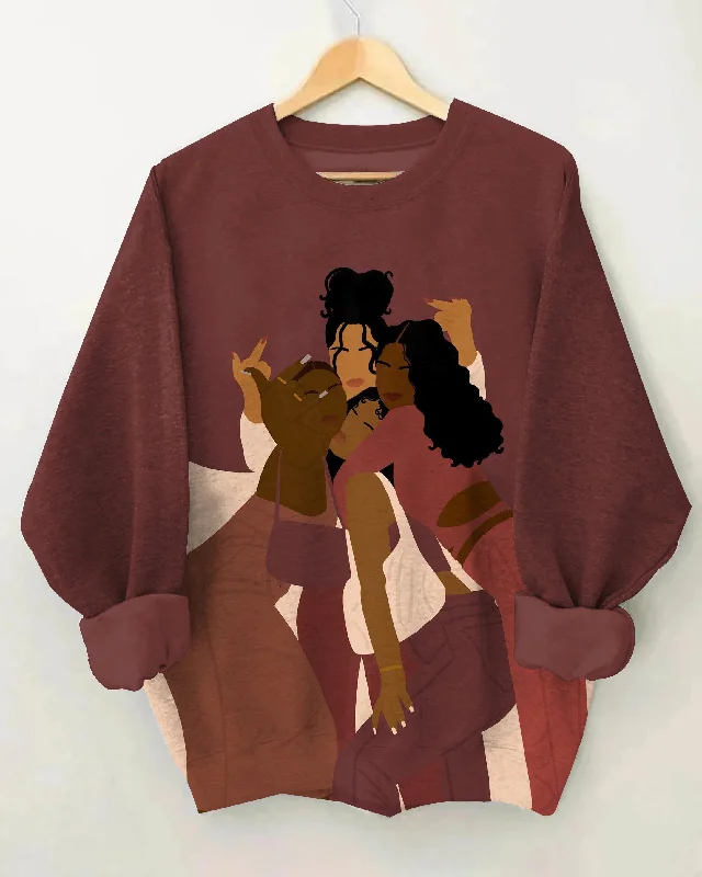 Urban Fashion Brown Girl Crewneck Long Sleeve Sweatshirt