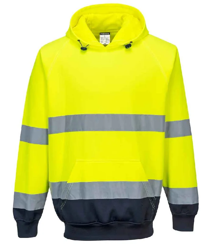 Portwest Hi-Vis Two Tone Hooded Sweatshirt | Yellow/Navy