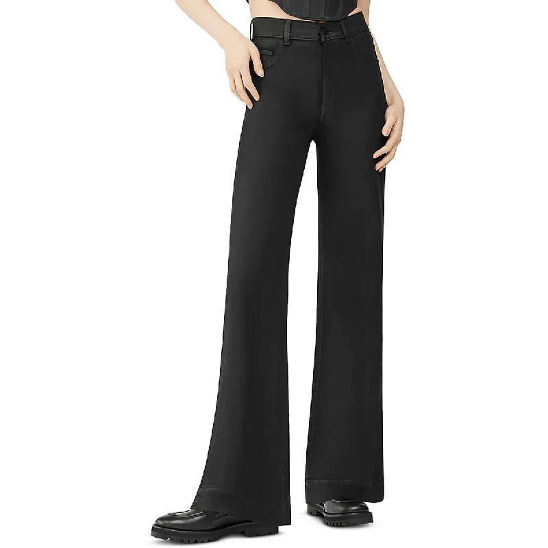 DL1961 Womens High Rise Coated Wide Leg Jeans