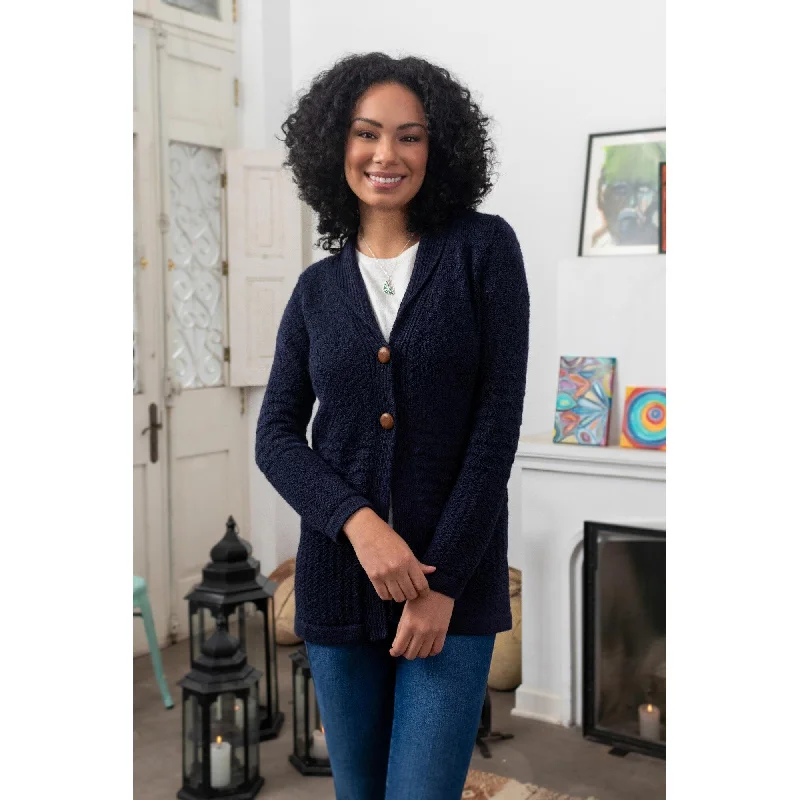 Novica Handmade Textures In Blue Blend Cardigan