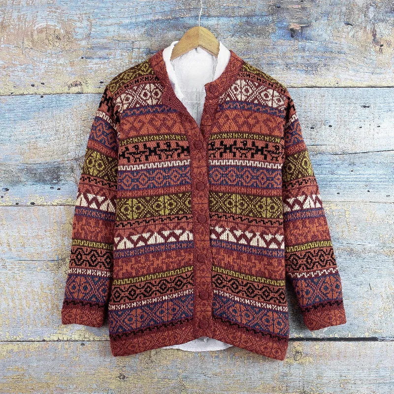 Novica Handmade Empire Memories In Garnet Blend Cardigan