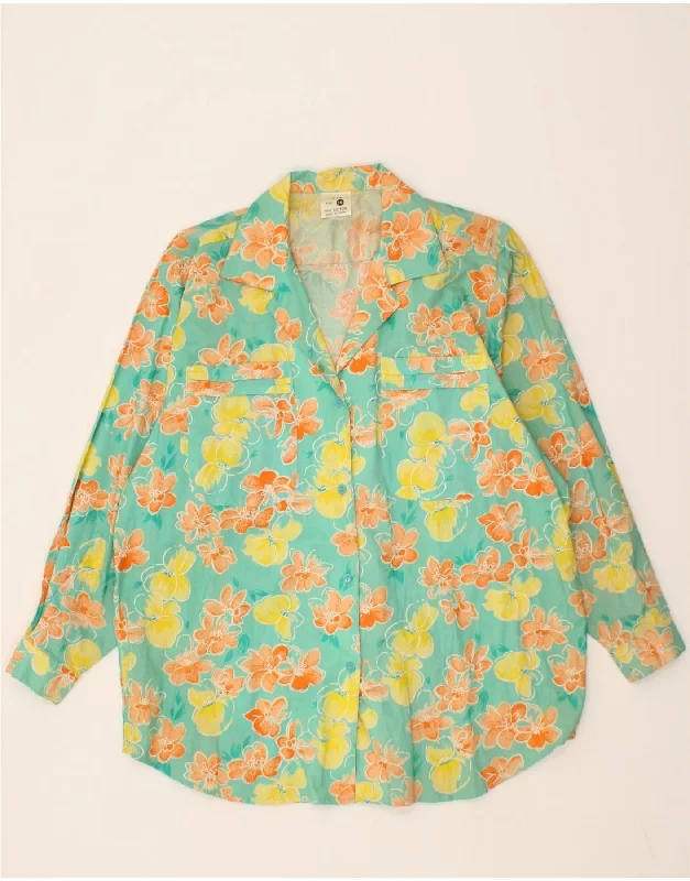 VINTAGE Womens Shirt UK 16 Large  Multicoloured Floral Cotton