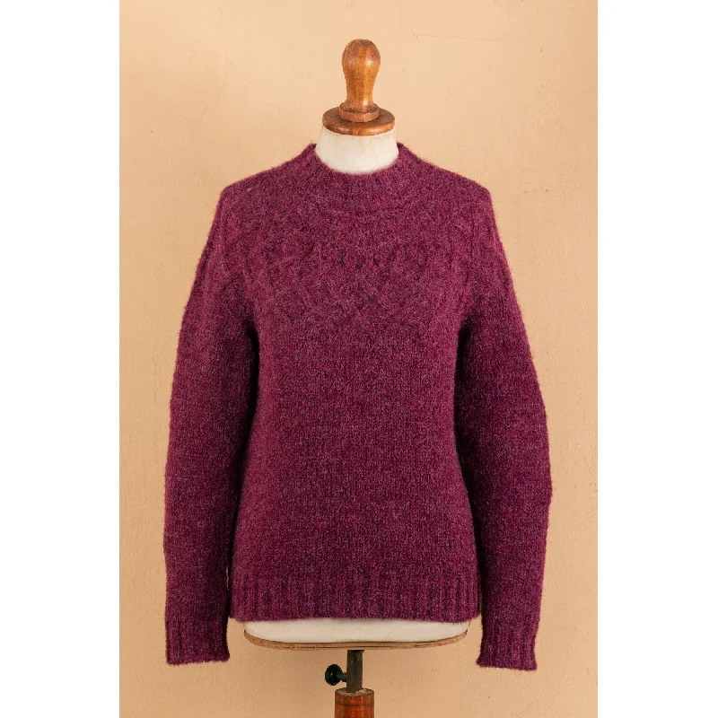 Novica Handmade Raspberry Roots Blend Pullover Sweater