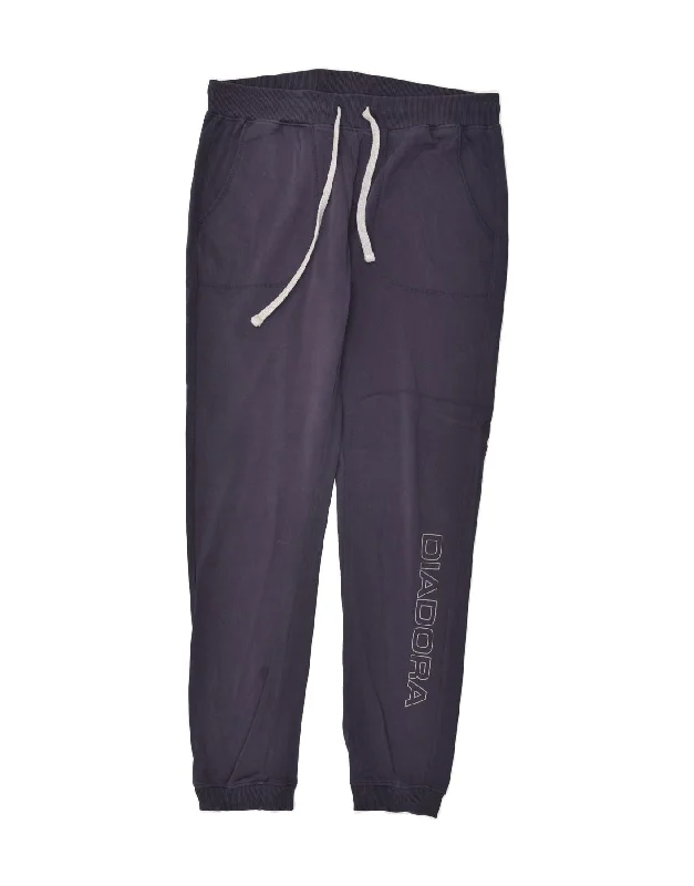 DIADORA Womens Graphic Tracksuit Trousers Joggers UK 16 Large Navy Blue