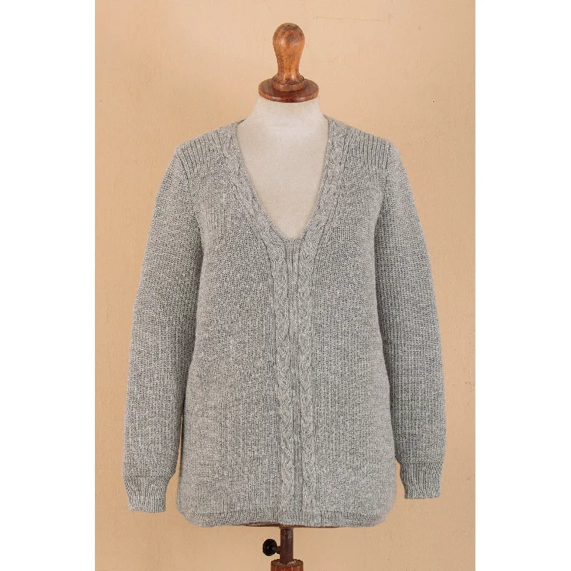 Novica Handmade Grey Epoch Blend Pullover Sweater