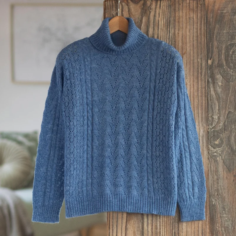 Novica Handmade Glacier Blue Baby Blend Turtleneck Sweater