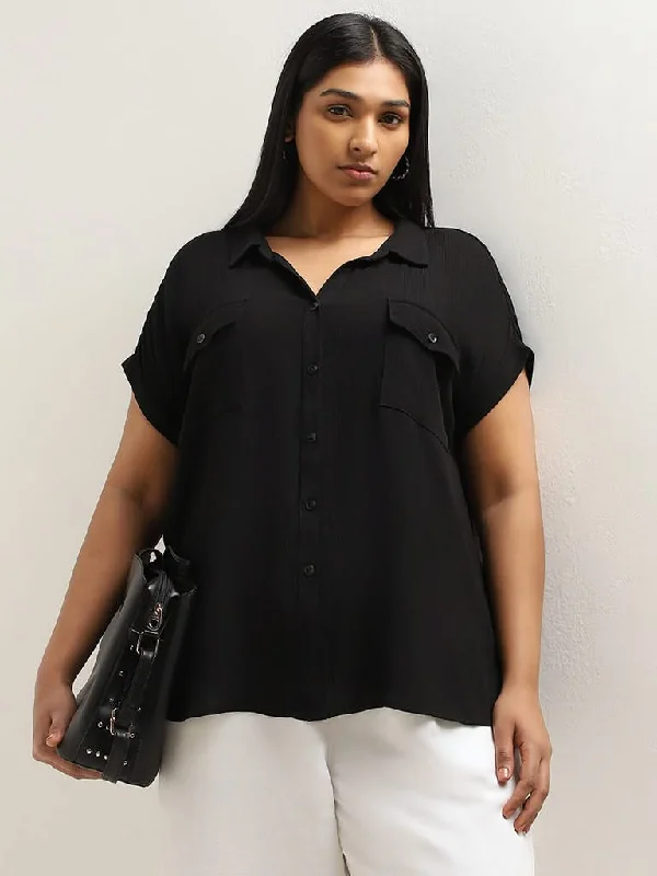 Gia Black Crinkled Shirt