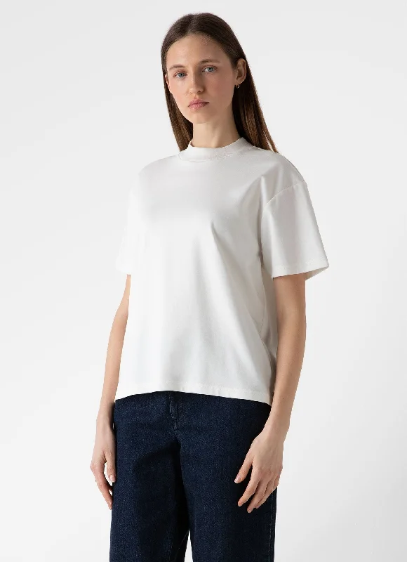 Women's Mock Neck T-shirt in Ecru