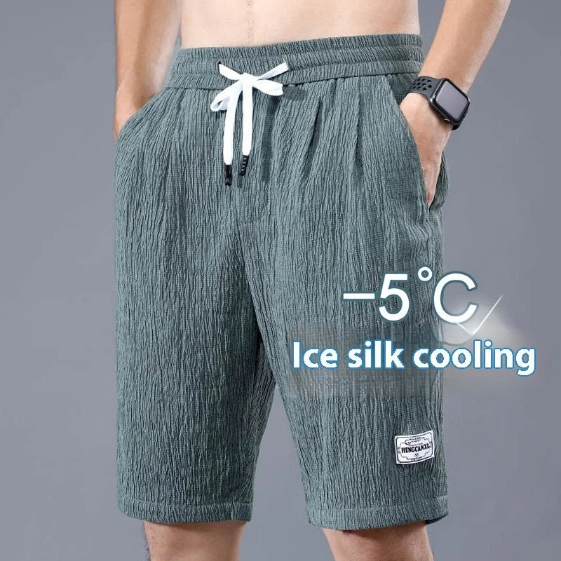 Summer Ice Silk Men’s Sports Shorts Quick-drying Knee Length: Summer Shorts for Men