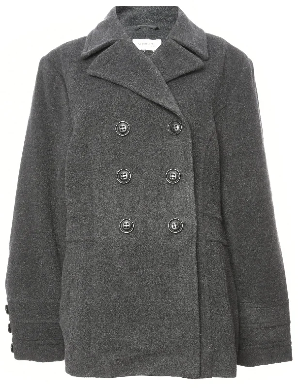 Double Breasted Wool Coat - L