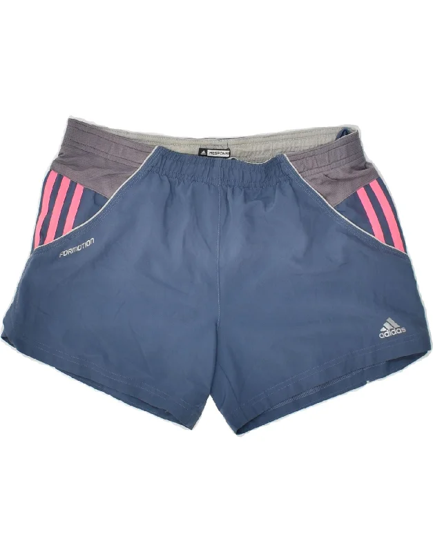 ADIDAS Womens Sport Shorts UK 10 Small Navy Blue Polyester