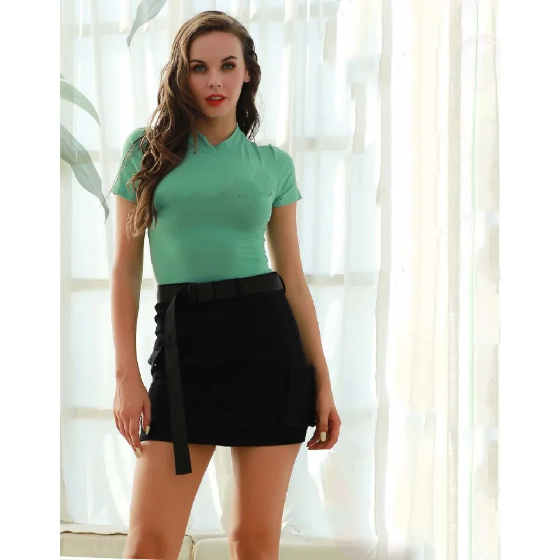 Solid Color Side Pocket Mini Skirt