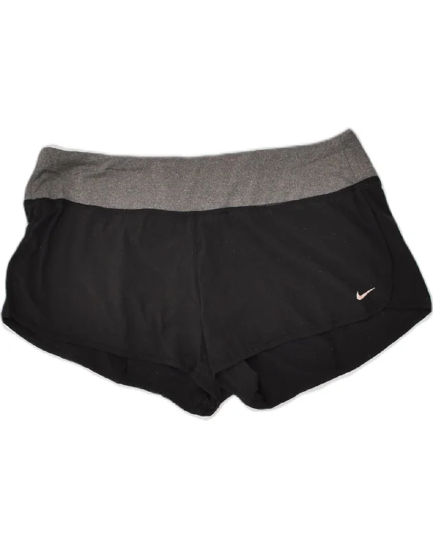 NIKE Womens Sport Shorts UK 16 Large Black Polyester