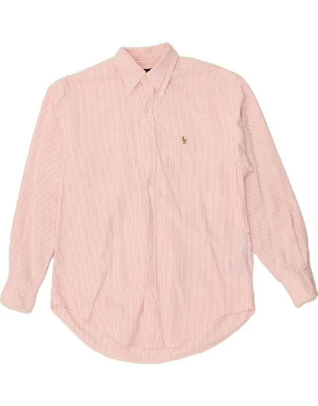 RALPH LAUREN Womens Shirt US 6 Medium Pink Pinstripe Cotton