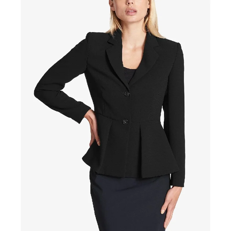 DKNY Women's Two-Button Peplum Blazer Black Size 6