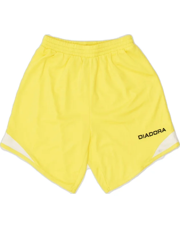 DIADORA Womens Sport Shorts UK 6 Small Yellow Polyester