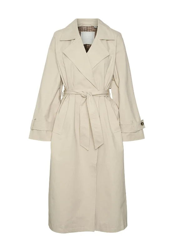 Vero Moda Blog Long Trench Coat, Oatmeal