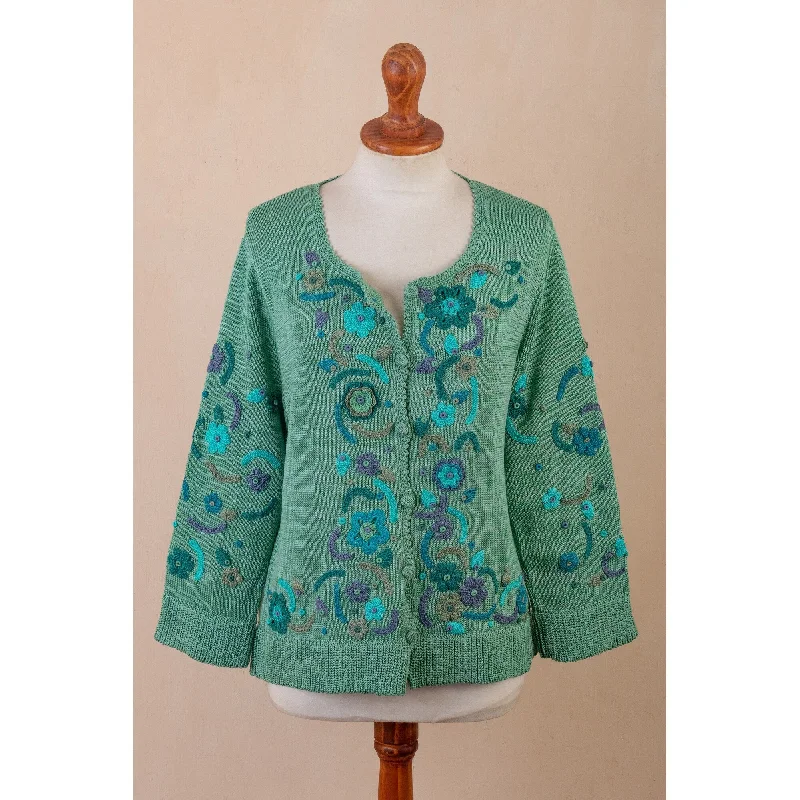 Novica Handmade Jade Garden Pima Cotton Cardigan