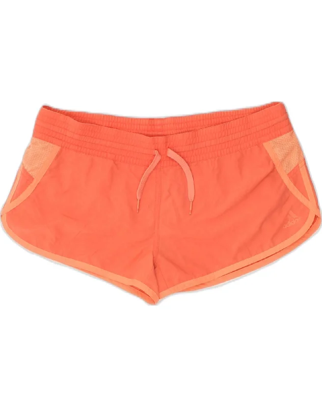 ADIDAS Womens Sport Shorts UK 14 Large Orange Polyamide