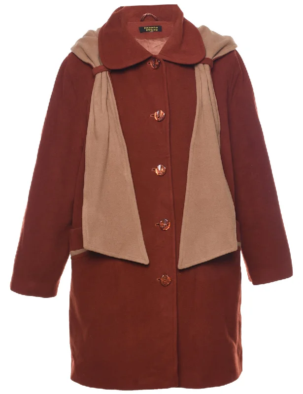 Hooded Wool Coat - L