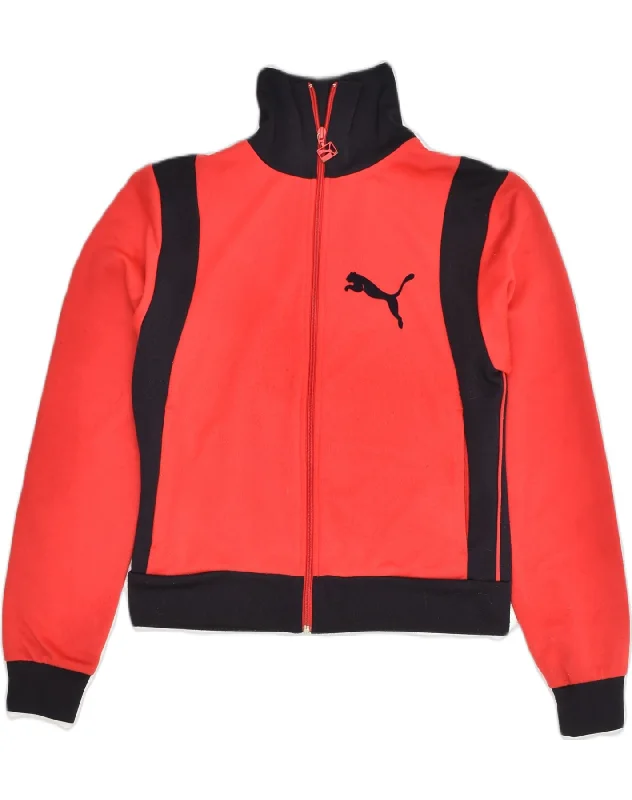 PUMA Womens Tracksuit Top Jacket UK 12 Medium Red Colourblock Polyester