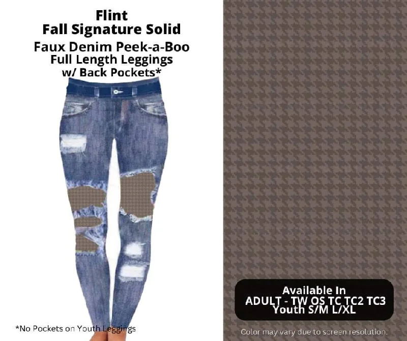 Flint Faux Denim Full Length Peekaboo Leggings