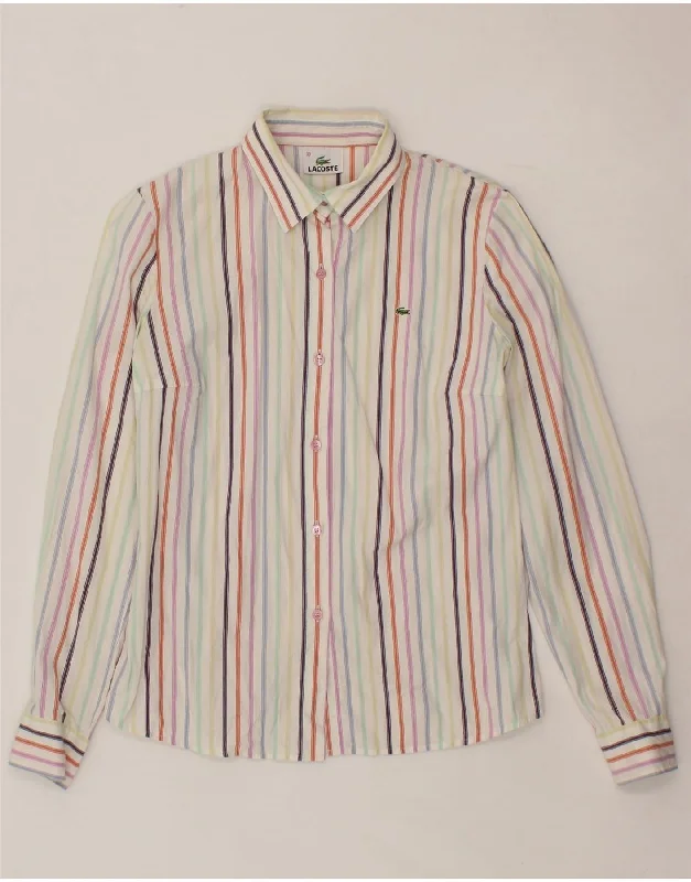 LACOSTE Womens Shirt Size 38 Medium Multicoloured Striped Cotton