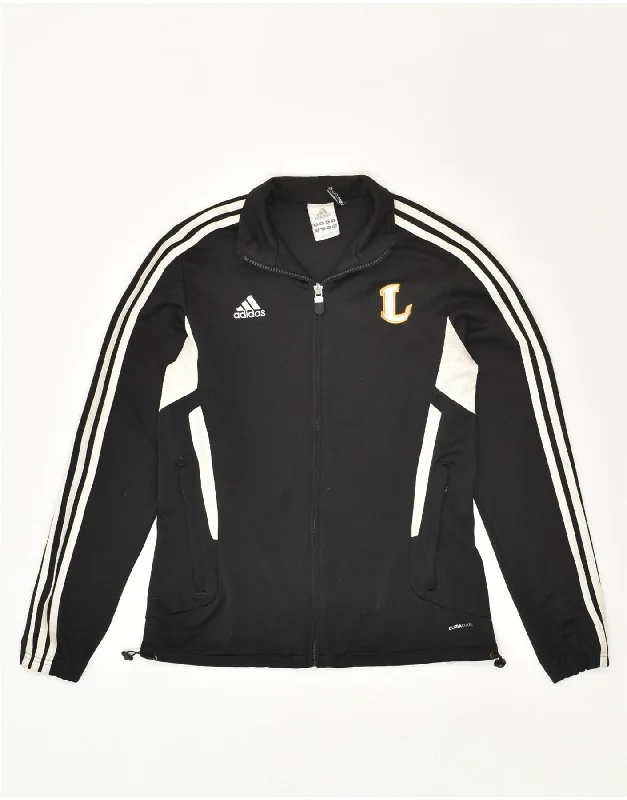 ADIDAS Womens Tracksuit Top Jacket UK 10 Small Black Polyester