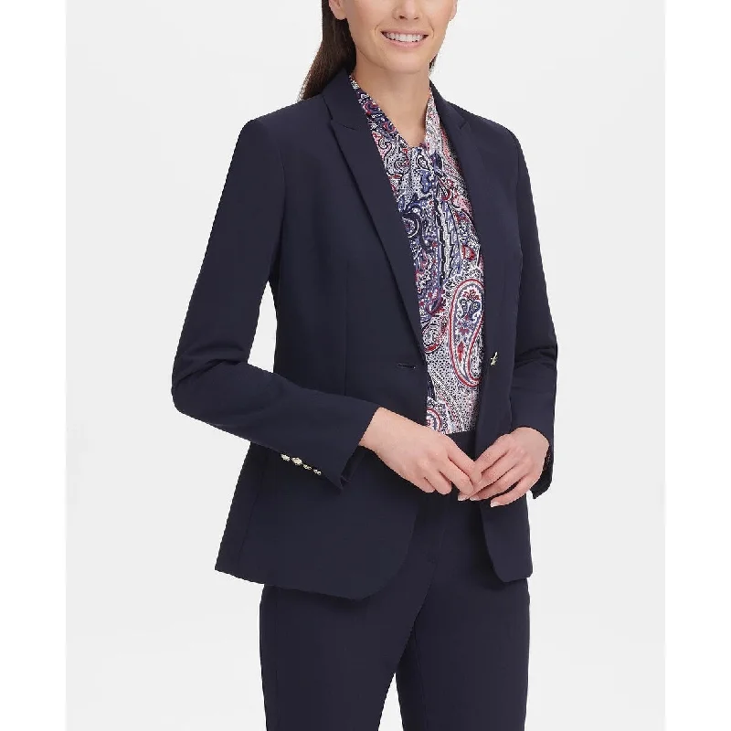 Tommy Hilfiger Women's One-Button Blazer Dark Blue Size 8