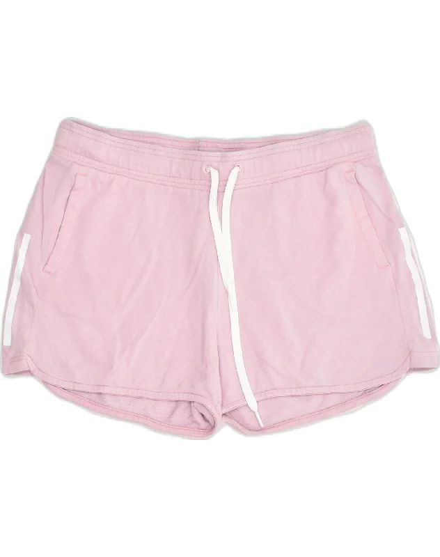 ADIDAS Womens Sport Shorts UK 14 Large Pink Cotton