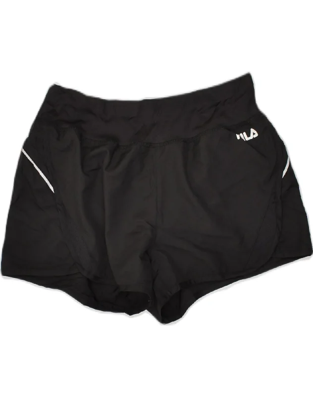 FILA Womens Sport Shorts UK 14 Medium Black Polyester