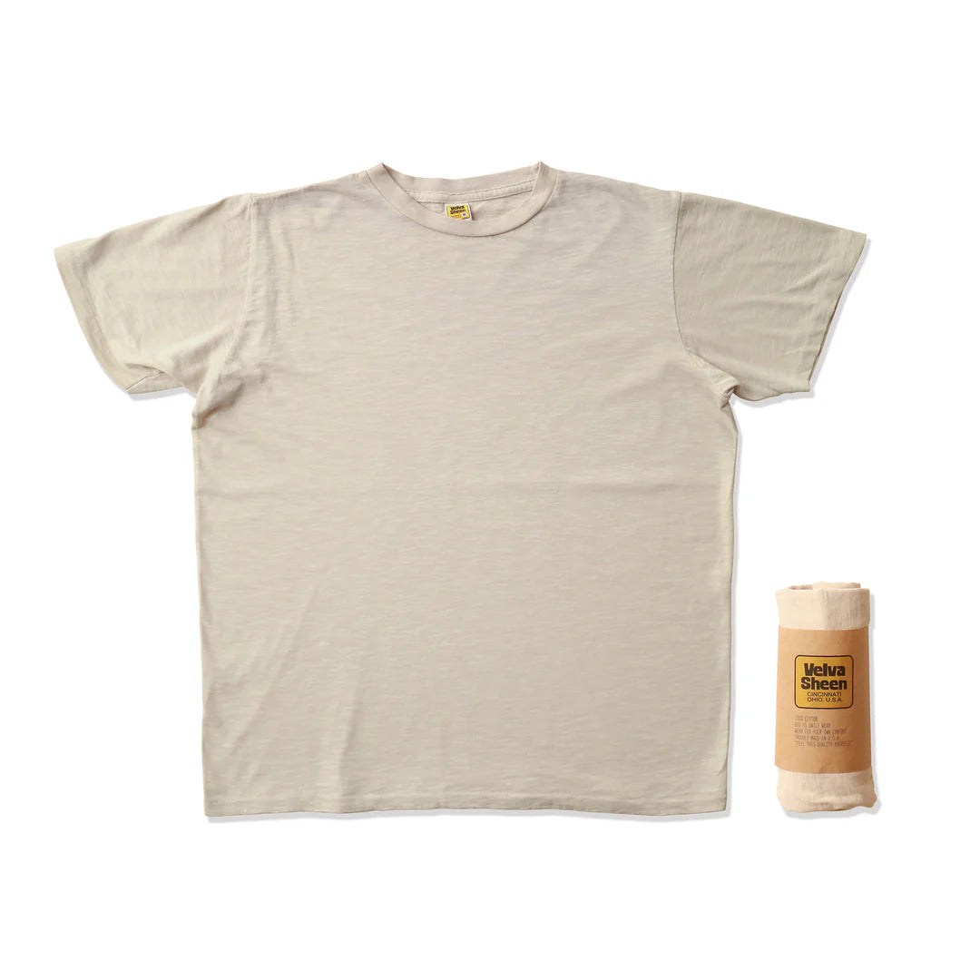 Velva Sheen Oat Milk Beige Rolled T Shirt